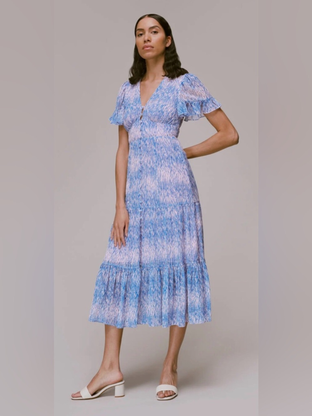 Whistles Multicolour Tiger Dobby Midi Dress